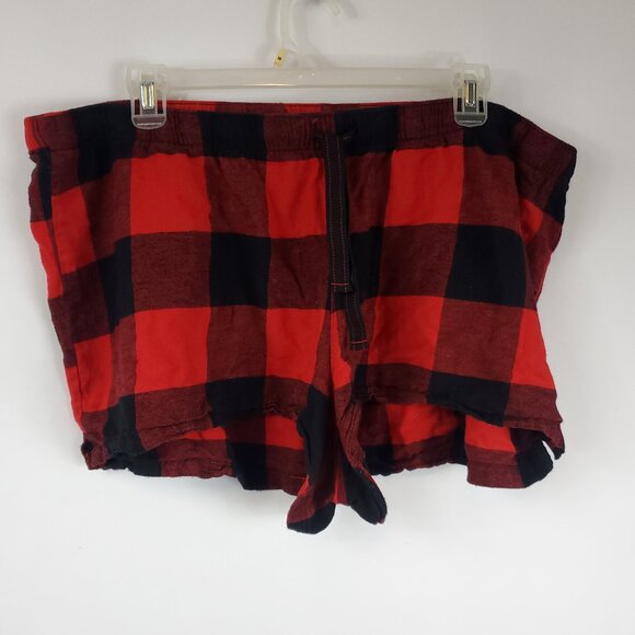 Old Navy Red/Black Plaid Womens Plus Size Pajama Drawstring Shorts Sz 3X - Picture 1 of 10